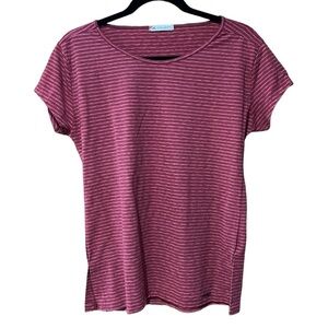 Silk Sport Striped Tee Women's Size Medium Short Sleeve